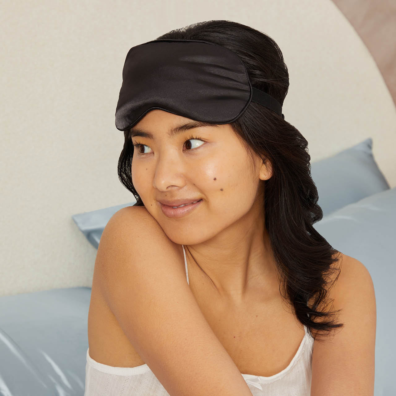 Masque pour les yeux en satin pondéré à la lavande