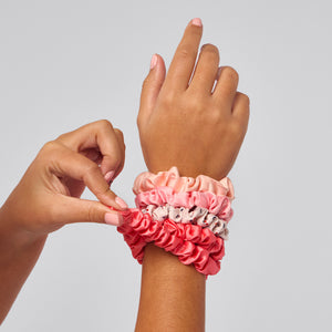 Set de 5 coleteros de satén fruncido - Cereza