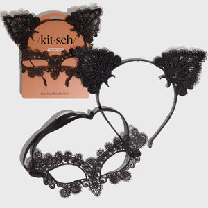 Black Cat Lace Headband & Mask