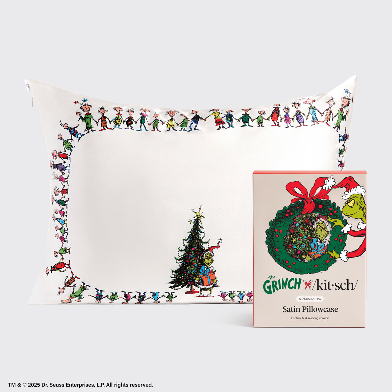 The Grinch x Kitsch Whoville Satin Pillowcase — Standard — hero