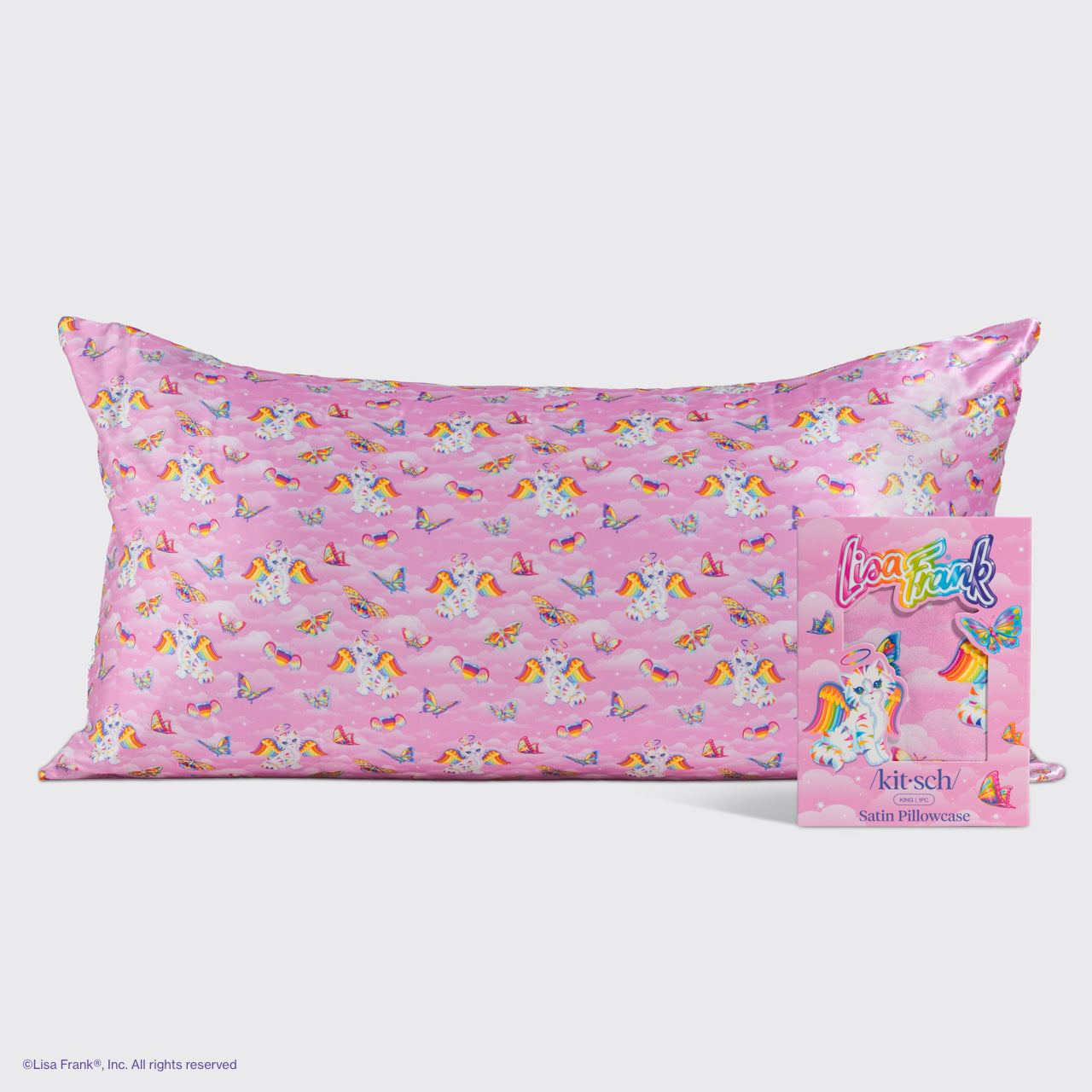 Lisa Frank x Kitsch Taie d'oreiller en satin Angel Kitty™ - King