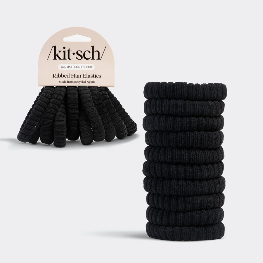 Élastiques à cheveux nervurés couleur Noir