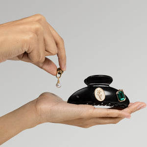 KitschPop™️ Curved Claw Clip & Charms in Vintage Black