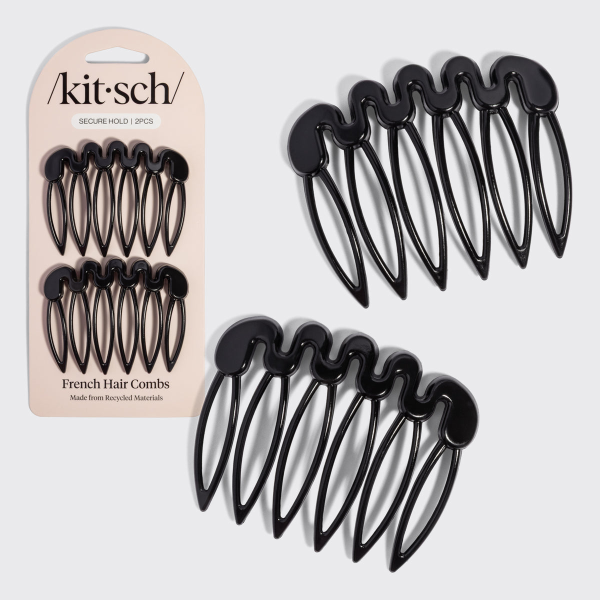 KITSCH Black French Hair Combs 2pc Set — hero product shot