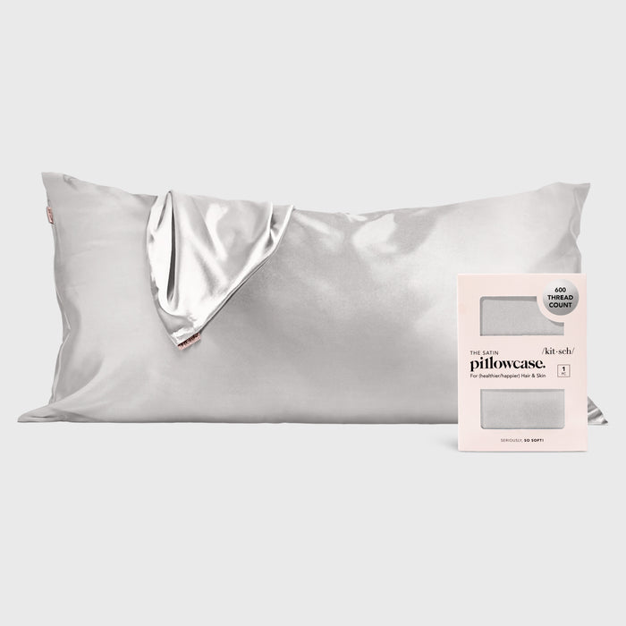 Satin-Kissenbezug für Kingsize-Betten, Silber 