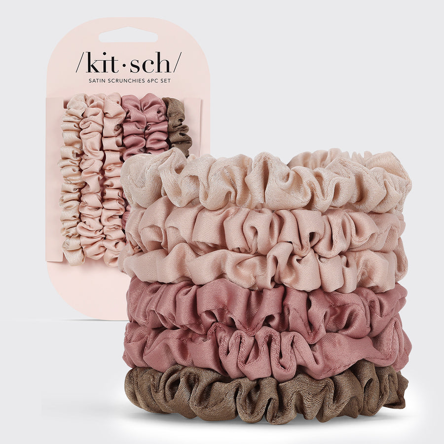 Lot de 6 chouchous ultra petits en satin - Terracotta