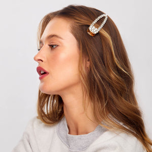 Pinza para el pelo de metal con diamantes de imitación 1ud - Oro