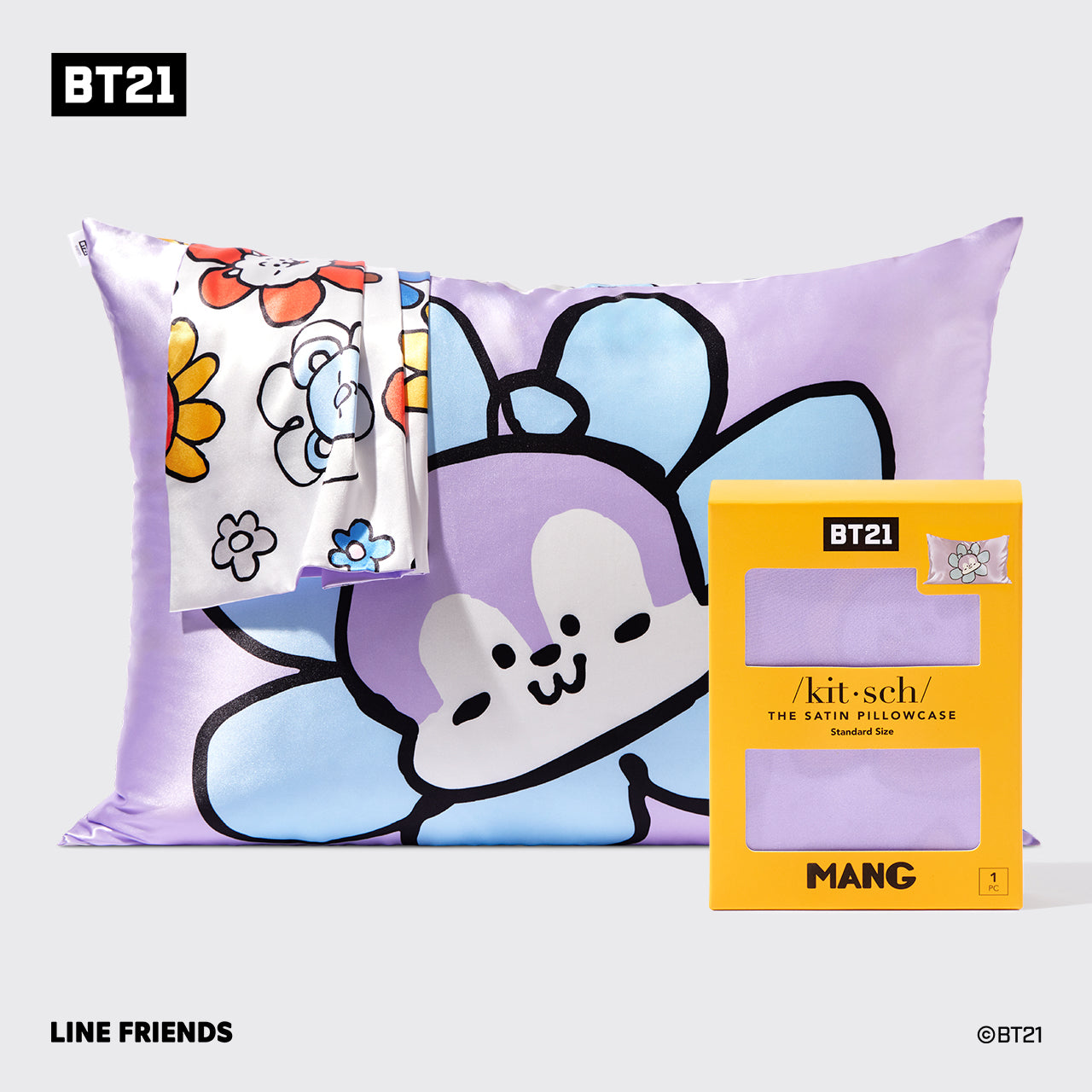 Kitsch x BT21 Funda de almohada de satén MANG