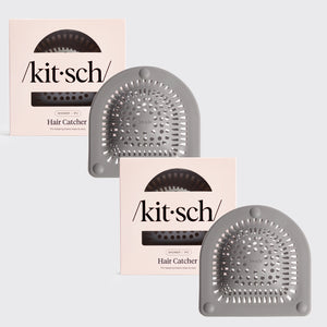 KITSCH Gray Hair Catcher 2-Pack for shower drains — catches hair to keep your drain clean & clear