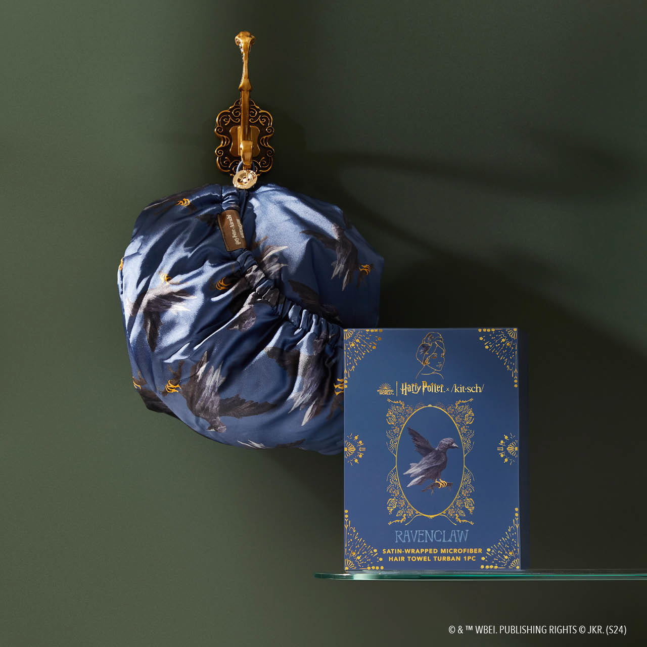 Kitsch x Harry Potter Haarhandtuch mit Satinüberzug – Ravenclaw