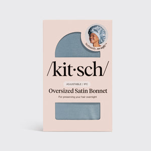 Verstelbare oversized satijnen muts - Haze Blue