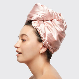 Blush Satin Wrapped Hair Towel