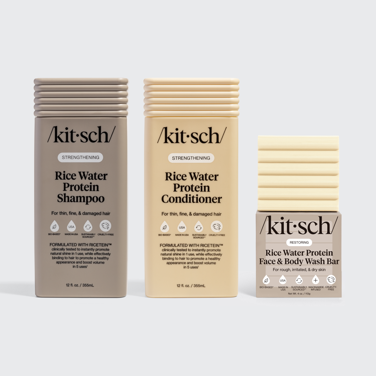 Strengthening Rice Water Shampoo, Conditioner & Face & Body