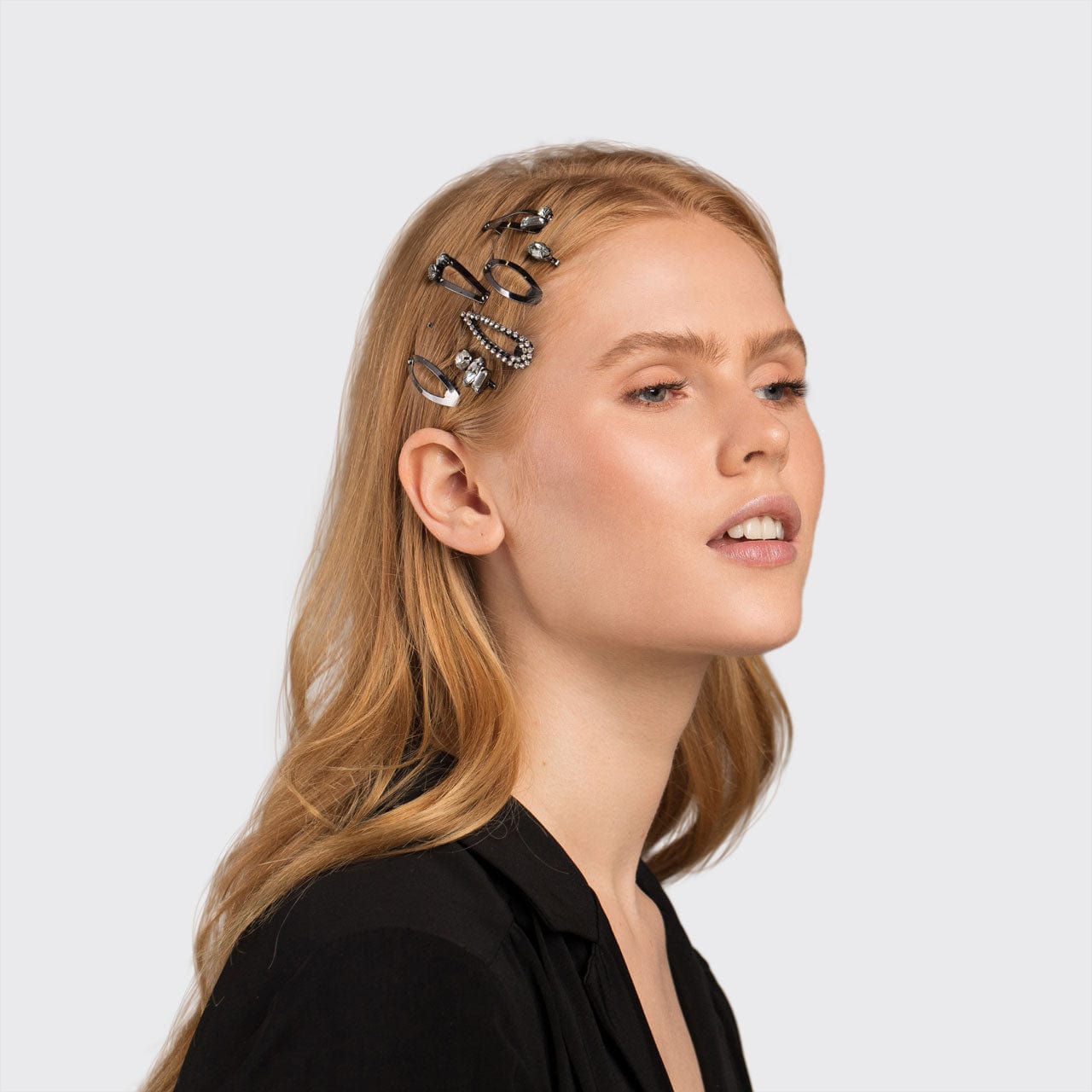 Micro Stackable Snap Clips 7-teiliges Set - Hämatit