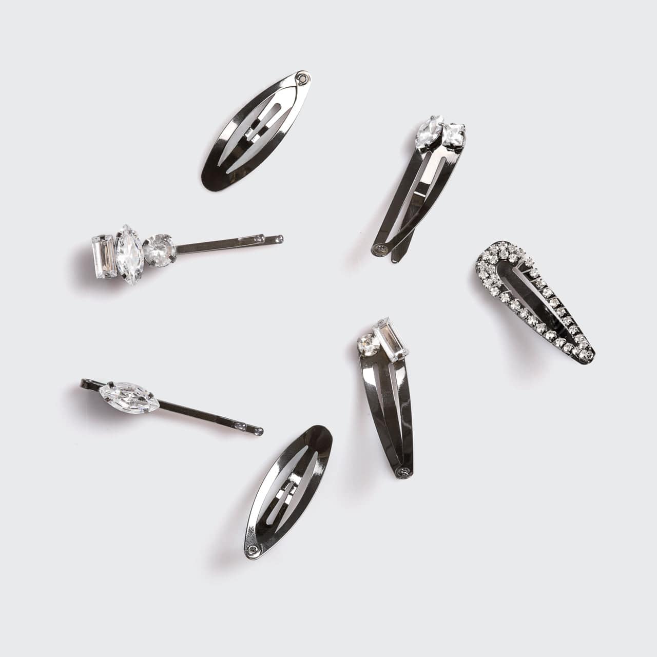 Micro Stackable Snap Clips 7-teiliges Set - Hämatit