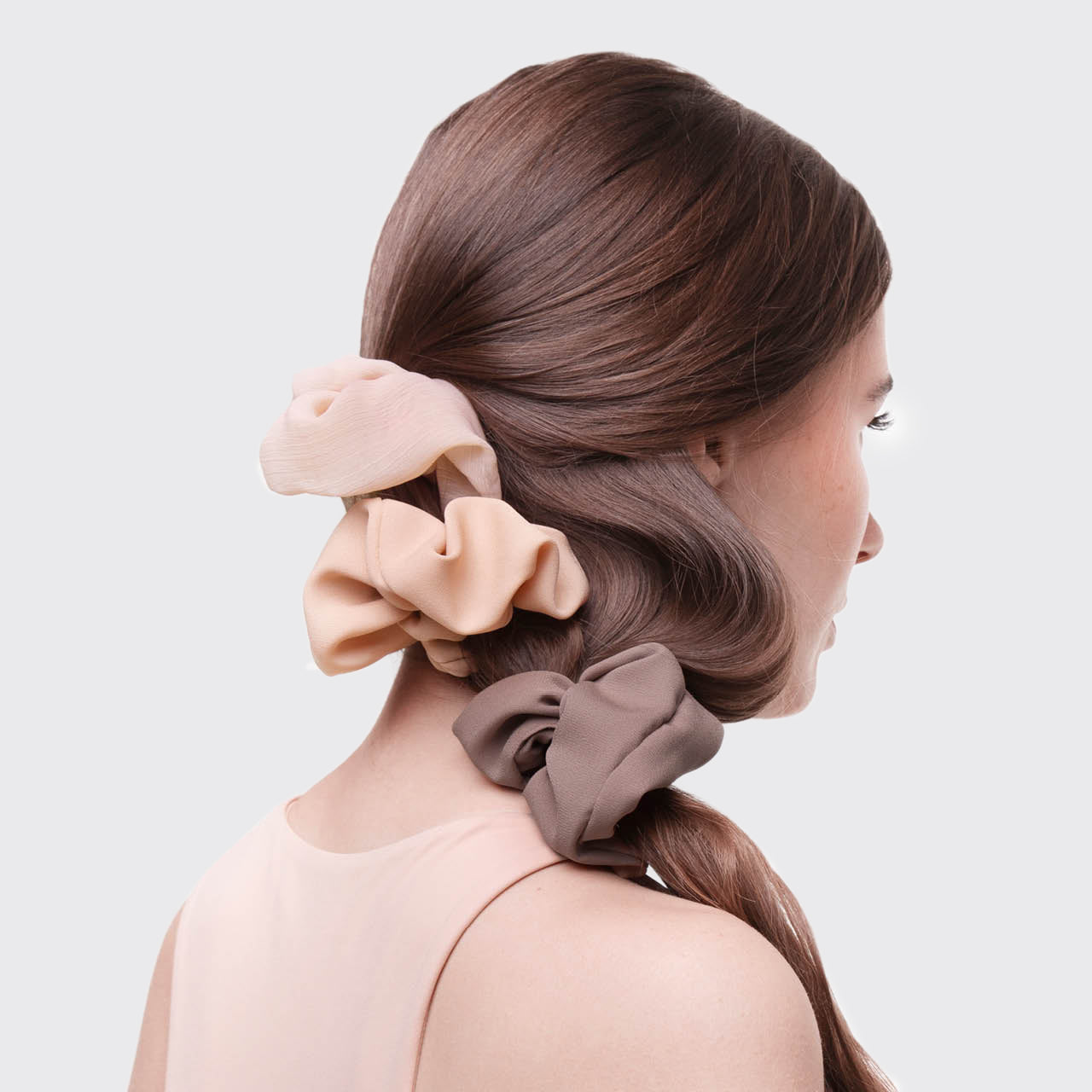 Crepe Scrunchie 5pc - Terra Cotta