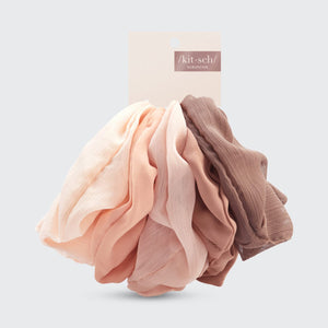 Crepe Scrunchie 5pc - Terra Cotta